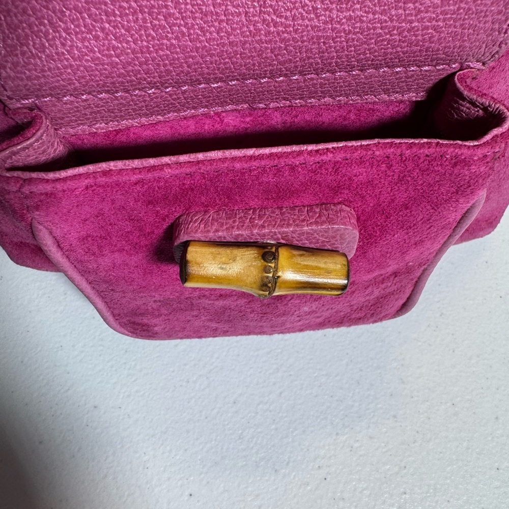 Pink Suede Gucci Bamboo Backpack - Picture 6 of 16